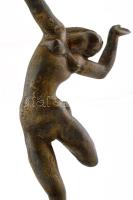 Kerényi Jenő (1908-1975): Táncosnő (Táncoló art deco nőalak), bronz szobor, fém alapon Jelzett 35 cm