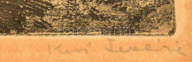 Kiss Terézia (1928-2016): Solymosi táj. Rézkarc, papír, jelzett, üvegezett fakeretben, 15x22 cm