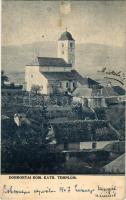 1907 Dobronya, Döbring, Dobrá Niva, Dobronivá; Római katolikus templom. Salva Károly kiadása / Catholic church (ragasztónyom / glue marks)
