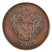 ~1970-1980. "Véradásért - Vöröskereszt Véradó Szolgálat / Szeged" kétoldalas, öntött bronz emlékérem (88mm) T:1-