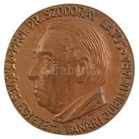 Váró Márton (1943-) ~1970. "Prof. Dr. Szodoray Lajos 25 éves egyetemi tanári jubileumára" egyoldalas bronz emlékérem (90mm) T:2 patina