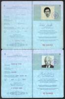 1989-1990 A Magyar Népköztársaság által kiállított 2 db fényképes útlevél, egyikben ciprusi és tenerifei bélyegzéssel + 2 db valutalap