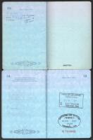 1989-1990 A Magyar Népköztársaság által kiállított 2 db fényképes útlevél, egyikben ciprusi és tener...