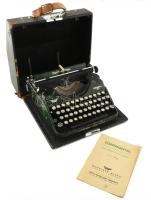 Continental Modell 350 írógép, Siegmar-Schönau, Wanderer-Werke, magyar billentyűzettel, használati utasítással, eredeti kopott, kissé sérült dobozában, 33x31x14 cm