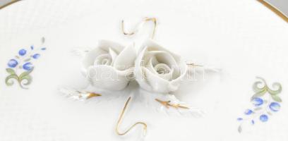 3 részes Hollóházi Erika mintás porcelán asztali készlet. Kézzel festett, jelzett, hibátlan . Váza 1...