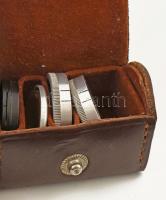 4 db előtétlencse, közte két színszűrő, vegyes állapotban, bőrtokban