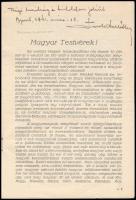 1940 Thold Dezső tábornoknak, Szolnok-Doboka vármegyei katonai parancsnokának Désen felolvasott írás...