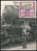 cca 1959 MOROP tag által küldött kép és hátoldali szöveg mozdony témában, 12×8 cm