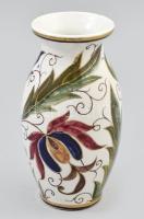 Antik Városlőd kerámia váza, Mázas kerámia, kézzel festett jelzett, hibátlan 16 cm