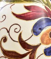 Antik Városlőd kerámia váza, Mázas kerámia, kézzel festett jelzett, hibátlan 16 cm