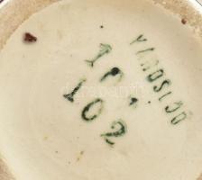 Antik Városlőd kerámia váza, Mázas kerámia, kézzel festett jelzett, hibátlan 16 cm