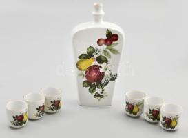 Alföldi porcelán pálinkás készlet. 6 + 1 db-os. Matricás, jelzett, hibátlan