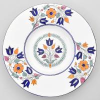 Tea jelzéssel. Habán másolat nagy méretű dísztál .Kézzel festett, jelzett, hibátlan d: 32 cm