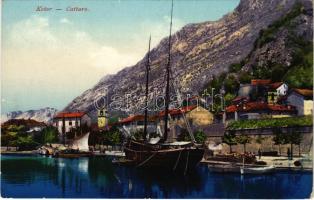 Kotor, Cattaro; general view, ship, port (EK)