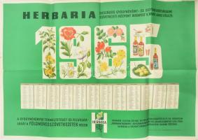 1965 A Herbária cég hirdetése, naptárral, hajtott, 82×56 cm
