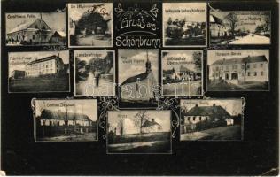 1908 Jedlová, Jedlová u Policky, Schönbrunn bei Policka; , multi-view postcard, Art Nouveau, floral (EK)