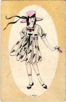 1919 Lady art postcard s: E. Weber (fa)