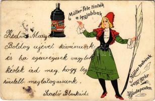 1900 Müller féle tinták a legjobbak. Müller Tetsvérek Vegy. gyár, Budapest / Hungarian ink advertisement (EK)