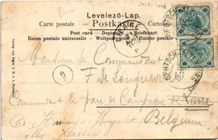 1901 Szívélyes üdvözlet a "FIUME" oldalkerekes személyszállító hajóról a Dunán (1904-től &...