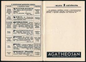 1930 Dr. Wander Gyógyszer- és Tápszergyár Rt. zsebnaptára, 1930. május-június, a gyár készítményeine...