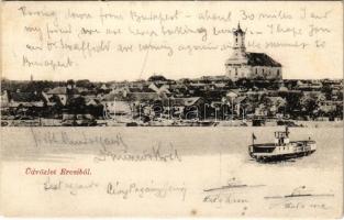 1906 Ercsi, gőzhajó, templom. Weisz Jakab kiadása (kis szakadás / small tear)