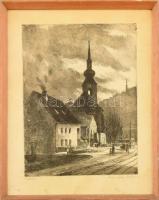 Csurgói Máté Lajos (1931-2001): Tabán. Rézkarc, papír, jelzett, üvegezett fakeretben, lap széle kissé foltos, 31×24 cm