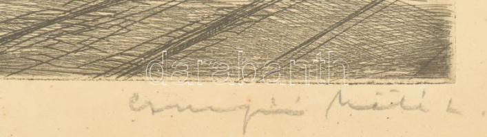 Csurgói Máté Lajos (1931-2001): Tabán. Rézkarc, papír, jelzett, üvegezett fakeretben, lap széle kiss...