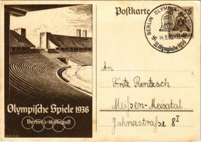 1936 Olympische Spiele Berlin / Summer Olympics, Olympic Games in Berlin; 6+4 Ga. s: Georg Fritz + "BERLIN OLYMPIA-STADION XI. Olympiade 1936" So. Stpl. (EB)