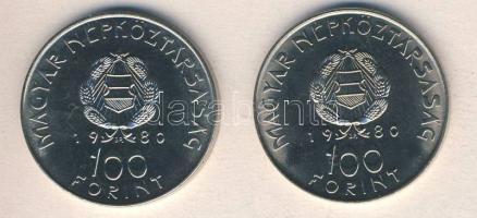 1980. 100Ft "Szovjet-magyar közös űrrepülés" (2x) T:BU