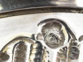 Ezüst(Ag) vodkás pohár, jelzett, alján kis horpadással, m: 4 cm, nettó: 8,8 g