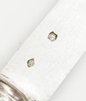 Ezüst(Ag) gyümölcskés csont nyéllel, jelzett, h: 20 cm, bruttó: 28,5 g