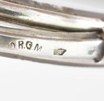 Ezüst(Ag) lornyon virágos nyéllel, sérüléssel, jelzett, h: 16,5 cm, bruttó: 33,3 g