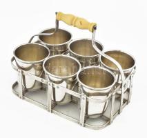 Ezüst(Ag) monogramos vodkás készlet, jelzett, m: cm, bruttó: 144,6 g