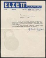 1946 Bp., Elzett Vasárugyár Rt. fejléces papírjára írt munkáltatói igazolás, aláírásokkal