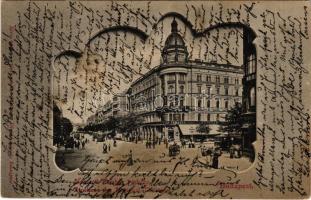 1902 Budapest VIII. Nemzeti színház és bérháza, Kerepesi út (Rákóczi út) és Múzeum körút kezdete, villamosok. Divald Károly 241. sz. (fl)