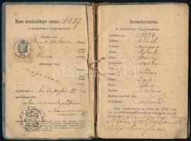 1886 Bp., DDSG (Első Dunagőzhajózási Társaság) Óbudai hajógyár alkalmazottjának munkakönyve, kissé s...