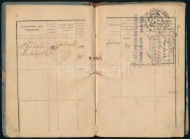 1886 Bp., DDSG (Első Dunagőzhajózási Társaság) Óbudai hajógyár alkalmazottjának munkakönyve, kissé s...