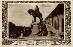 Kolozsvár, Cluj; Fadrusz János Mátyás király szobra. Csiky Foto, Hungaria Irredenta / Matthias Corvinus statue in Cluj. Hungarian irredenta propaganda s: Benyák