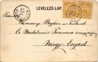 1900 Erzsébetváros, Dumbraveni; Fő tér. Benjamin József / main square (kopott sarkak / worn corners)