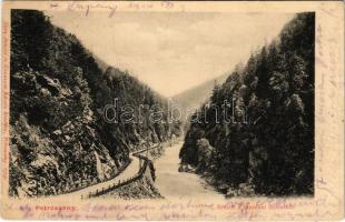 1904 Petrozsény, Petroseni, Petrosani; részlet a Szurduki szorosból. Herz Arnold és Grausam Károly kiadása / Pasul Surduc / mountain pass (r)