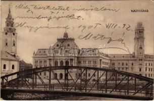 1905 Nagyvárad, Oradea; Új városháza, híd / town hall, bridge (EK)