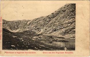 1911 Fogarasi-havasok (Fogarasi Kárpátok), Fogarascher Karpathen, Muntii Fagarasului; látkép. Fleissig Jakab kiadása / general view (ázott / wet damage)