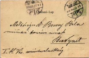 1905 Arad, Atzél Péter utca, üzletek, sörcsarnok, szálloda. Bloch H. kiadása / street view, shops, b...