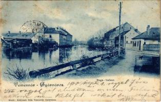 1900 Temesvár, Timisoara; Bega balsor. Králicsek Béla kiadása / Bega riverside (fl)