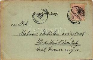 1900 Lugos, Lugoj; Posta. Nemes Kálmán kiadása / Post mit Arkaden / post office (EK)