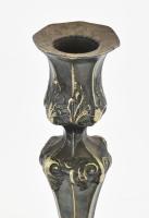 Antik historizáló gyertyatartó pár, XIX. sz. vége/XX. sz. eleje, ezüstözött fém, jelzés nélkül, kopá...