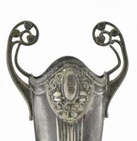 Antik szecessziós fém vázapár, XX. sz. eleje, jelzés nélkül, alján 11671 formaszámmal, apró kopásnyo...