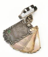 Antik ezüst (Ag) medál, 5 részből álló, legyezőszerűen szétnyitható lapokkal, "Felejthetetlen napok - 1884. május 4. - 1884. nov. 18. - 1890. juni. 4." feliratokkal. 11,6 g, 30x15 mm