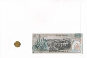 Mexikó "Josefa Ortiz de Dominguez" érmés és bankjegyes felbélyegzett boríték bélyegzéssel,...