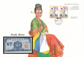 Dél-Korea 1962. 10J felbélyegzett borítékban, bélyegzéssel T:UNC South Korea 1962. 10 Jeon in envelope with stamp and cancellation C:UNC